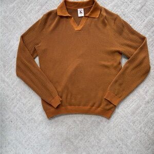 Men's Knit Polo Sweater in Copper Brown